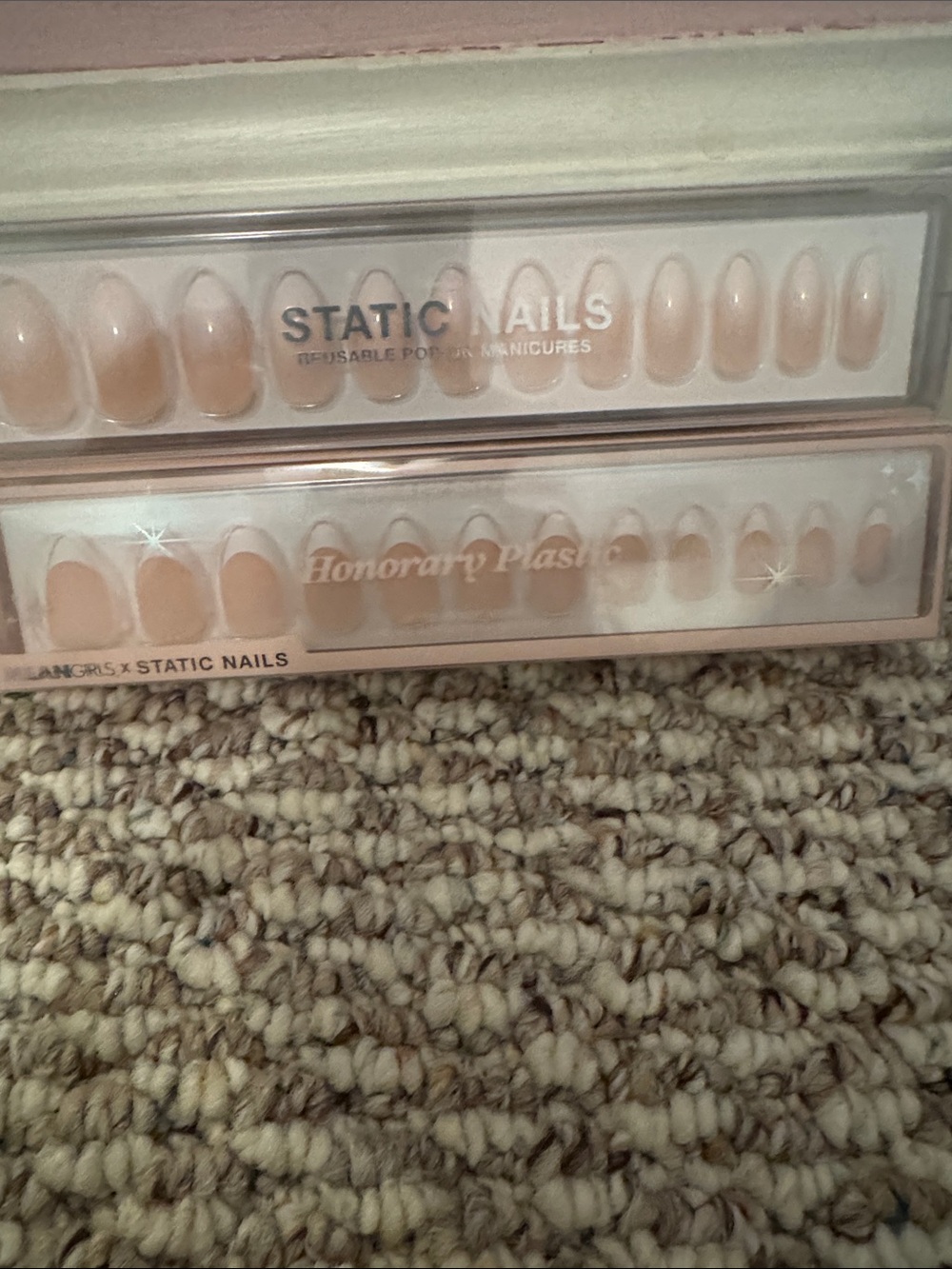 Static Nails Press-On Set in: Nude Pink & Mean Girls: “Honorary Plastic”